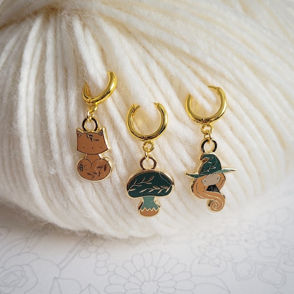 Trio de charms ou marqueurs de tricot - Automne