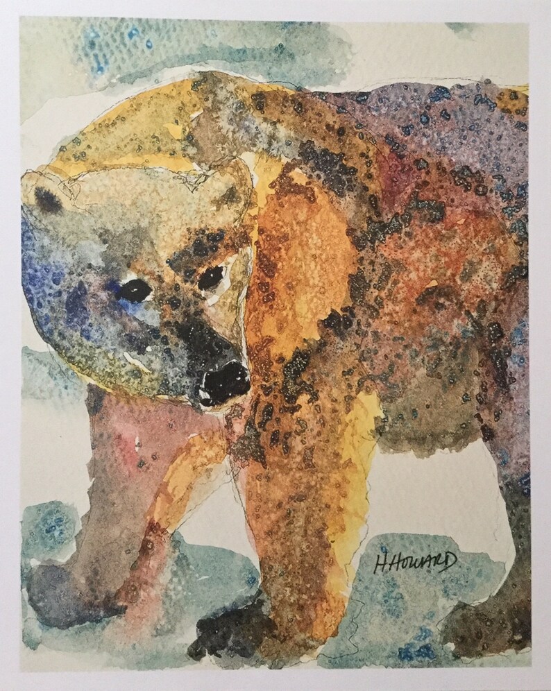 Polar bear Watercolor painting art print abstract sprit animal bear art