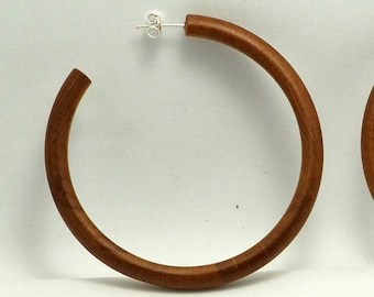 Oversized Wooden Hoops / Brown Natural Earrings /Tribal Hoops /Reclaimed Wood Earrings, Wooden hoop earrings with Silver posts