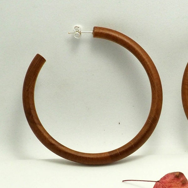 Oversized Wooden Hoops / Brown Natural Earrings /Tribal Hoops /Reclaimed Wood Earrings, Wooden hoop earrings with Silver posts