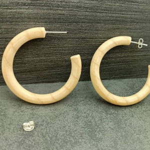 Ash Tree Hoop Earrings Silver Post Installed / Tribal earrings with Silver Posts / Reclaimed Wood Earrings/ Gift for Her