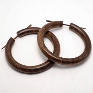 Natural Walnut Wood Hoop Earrings / Wooden Hoop Earrings / Tribal Wooden Earrings / Reclaimed Wood Earrings / Wooden hoops