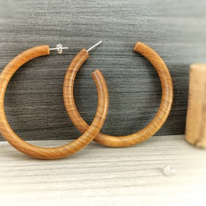 Oversized Mulberry Wood Hoops,  Natural Mulberry  Earrings, Tribal earrings, Reclaimed Wood Earrings, Wooden hoop earrings with Silver posts