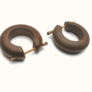 Small Wooden Hoop Earrings Post Earrings Wooden Hoops Small Wooden Hoops Wooden Earrings Wood & Silver Earrings