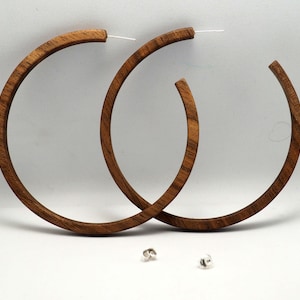 3 Inches Walnut Hoops /Walnut Earrings / Tribal earrings / Reclaimed Wood Earrings, Wooden hoop earrings with Silver posts