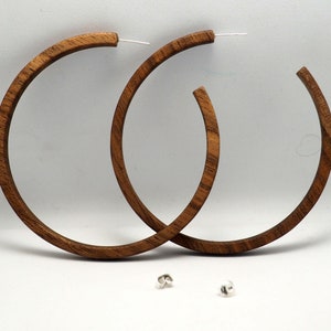 3 Inches Walnut Hoops /Walnut Earrings / Tribal earrings / Reclaimed Wood Earrings, Wooden hoop earrings with Silver posts