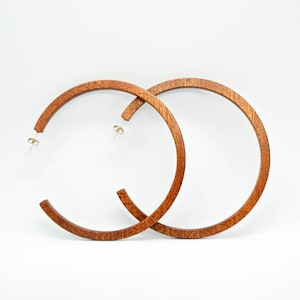 3,5 Inches Mahogany Hoops / Mahogany Earrings/ Tribal Earrings / Reclaimed Wood Earrings / Wooden hoop earrings with Silver posts