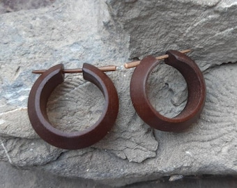 V Shaped Small Wooden Hoop Earrings  / Small Wooden Hoops / Wood & Silver Earrings / Minimalistic wooden hoops