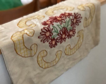 Vintage Embroidered Pillowcase Pillow Cover with Zipper Handmade Flowers