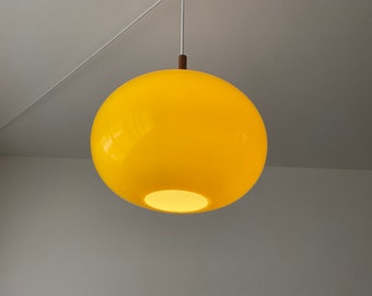 Vintage Mid Century Modern Murano Glass Yellow Pendant Lamp Light Lampshade