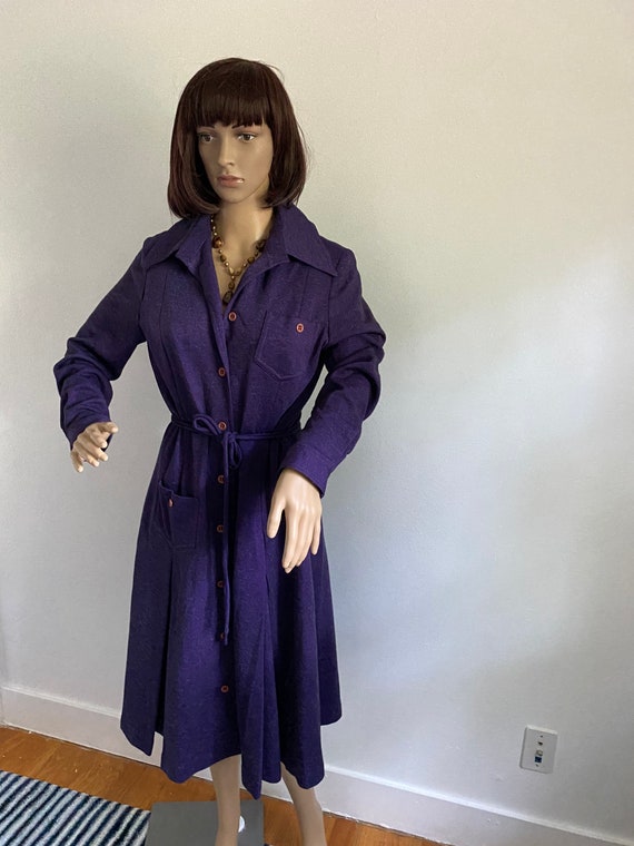 Vintage Purple Shirt Dress Shirtdress Medium to L… - image 3