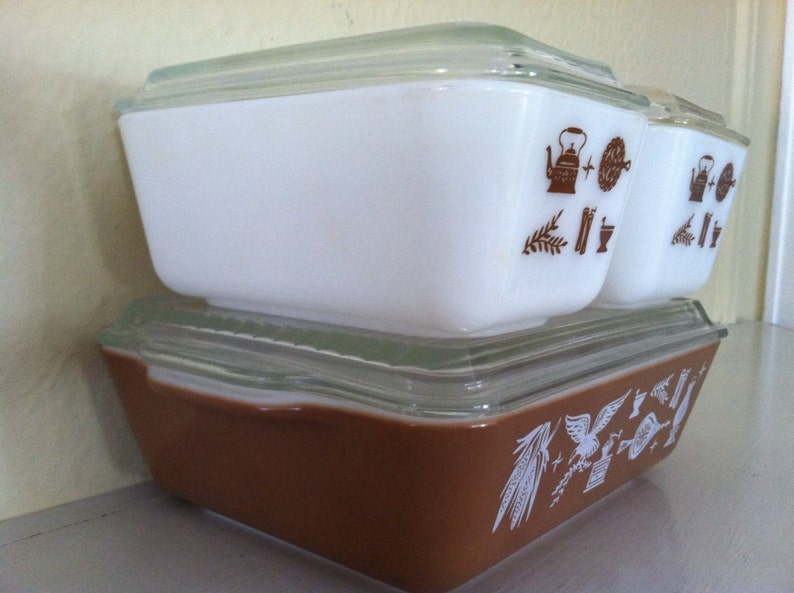 Pyrex Refrigerator Fridge Dishes Set Early American Brown and Etsy