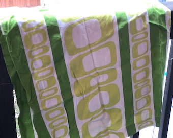 Mid Century Modern Vintage Lime Green and Yellow Fabric or Curtain Panel Geometric Pattern