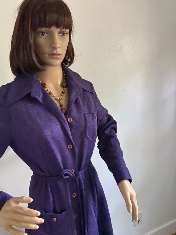 Vintage Purple Shirt Dress Shirtdress Medium to L… - image 5