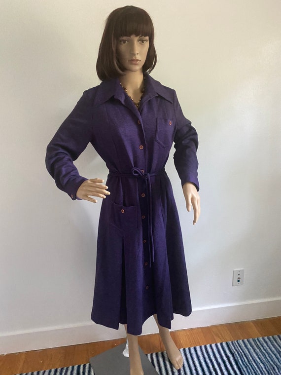 Vintage Purple Shirt Dress Shirtdress Medium to L… - image 2