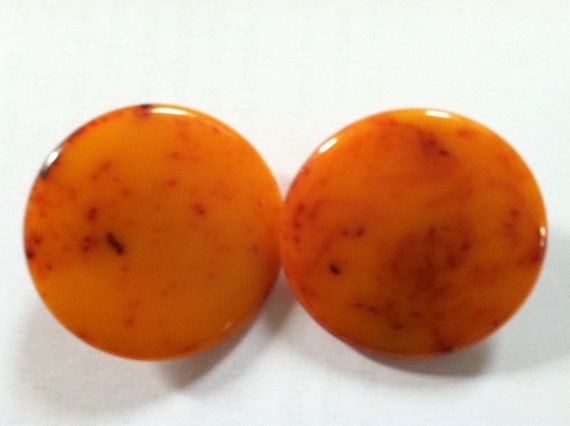 Mid Century Modern Orange Amber Bakelite Clip ons… - image 5