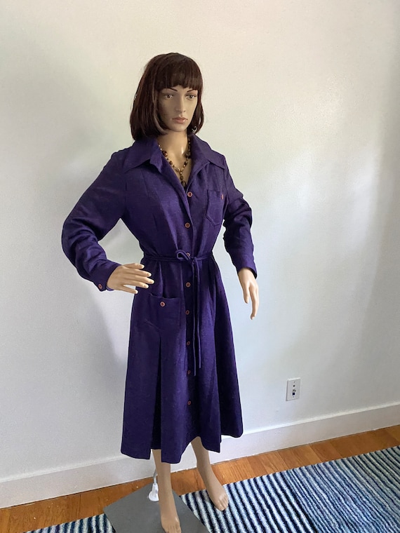 Vintage Purple Shirt Dress Shirtdress Medium to L… - image 1