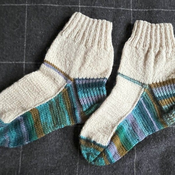 Hand knitted wool socks, multicolor, size 35-36 (EU)