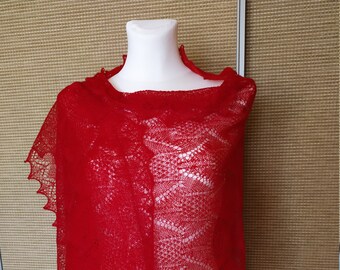 estonian lace shawl in red