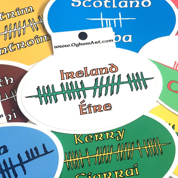 Ogham Bumper Stickers | Ireland + 32 Counties, Scotland, & Wales