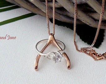 Rose Gold Wishbone Necklace | Yellow Gold Wishbone Necklace | Rose Gold | Yellow Gold | Nurse Jewelry | Rose or Yellow Gold Ring Holder