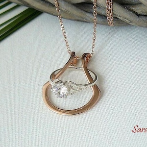 Ring Holder Necklace - Rose or yellow gold vermeil, RingHalter, Horseshoe Ring Holder, Wedding Ringholder, Nurse, Doctor, porte-bague, wife