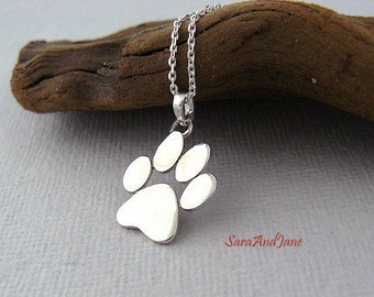 Paw Print Necklace - Dog Paw -  Cat Paw - Pet Keepsake Necklace - Pet Memorial - Animal Jewelry - Pet Lovers Necklace - Sterling Silver