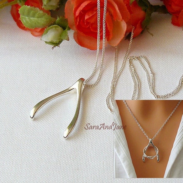 Silber Wishbone Halskette, Ringhalter, Geschenk für Frau, Schwester, Mutter, Krankenschwester, Arzt, Ringhalter Halskette