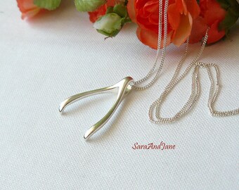 Silver Wishbone Necklace, Ring Holder, Gift for Wife, Sister, Mum