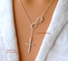 Infinity Cross Necklace - Sterling Silver Cross Infinity  Lariat - Faith Forever 
