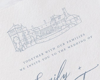 Ocean Cliff in Newport, RI Venue Illustration Line Drawing - PDF & PNG Digital Download Files