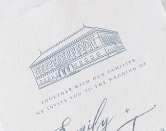 Boston Public Library Venue Illustration Line Drawing - PDF & PNG Digital Download Files