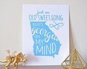 Georgia Print: Georgia on My Mind Letterpress Wall Art