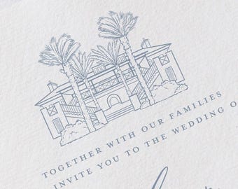 Crosswater Hall at Nocatee in Florida Venue Illustration Line Drawing - PDF & PNG Digital Download Files