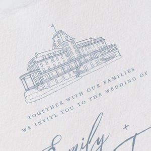 Ocean House in Watch Hill, Rhode Island Venue Illustration Line Drawing - PDF & PNG Digital Download Files