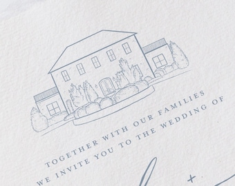 The Bradford in New Hill, NC Venue Illustration Line Drawing - PDF & PNG Digital Download Files