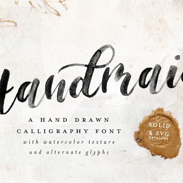 Handmaid SVG + Solid Watercolor Texture Font