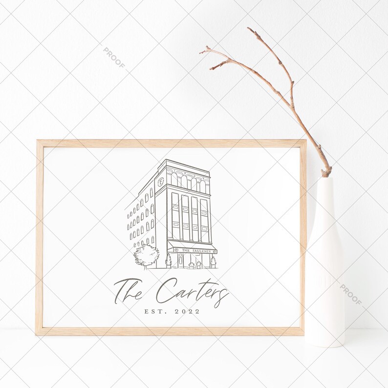 The Faulkner in Jackson, MS Venue Illustration Line Drawing PDF & PNG