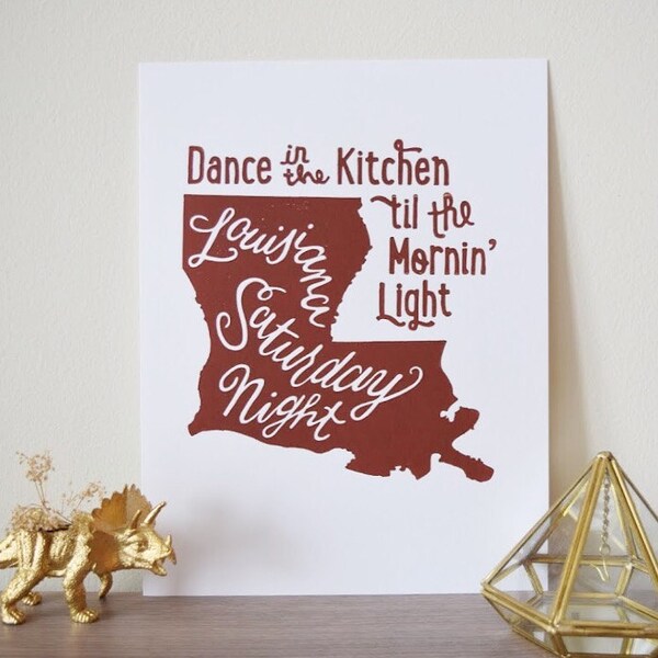 Louisiana Print: Louisiana Saturday Night Letterpress Wall Art