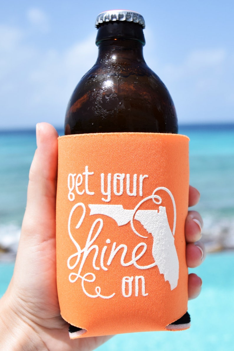 Get Your Shine On Florida Can Cooler Beer Cozy in Orange image 1