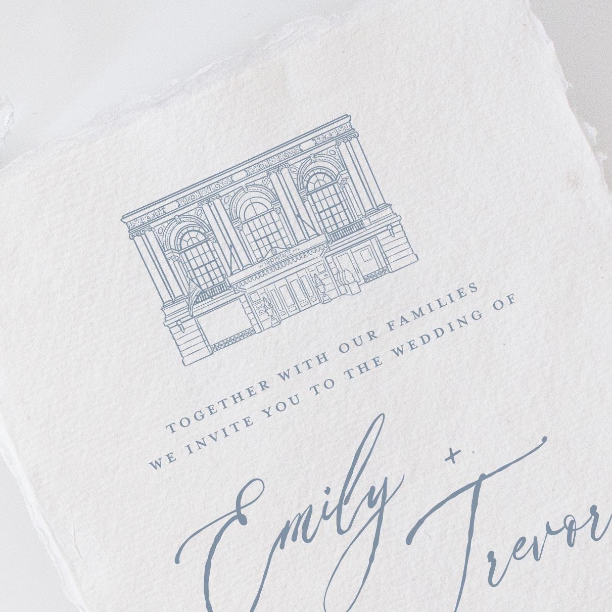The Hermitage Hotel in Nashville, TN Venue Illustration Line Drawing - PDF & PNG Digital Download Files