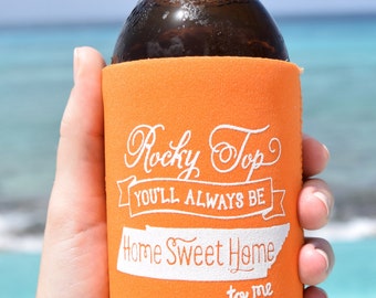 Rocky Top Tennessee Can Cooler Beer Cozy in Orange