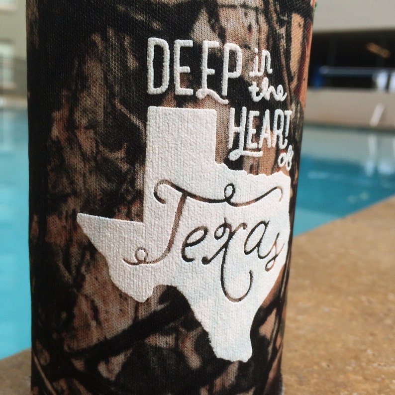 Texas Can Cooler Beer Cozy "Deep in the Heart of Texas"