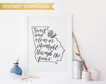 Georgia on My Mind Quote Instant Download Printable