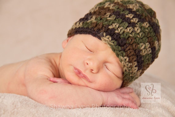 New Handmade Dark Camouflage Baby Boy Hat
