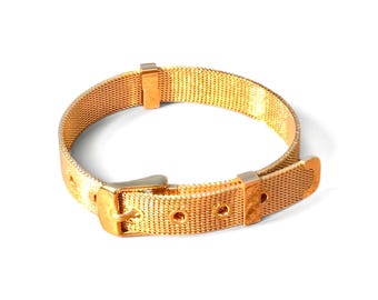 Vintage Mexico Thin Belt Buckle Bangle Bracelet 925 Sterling