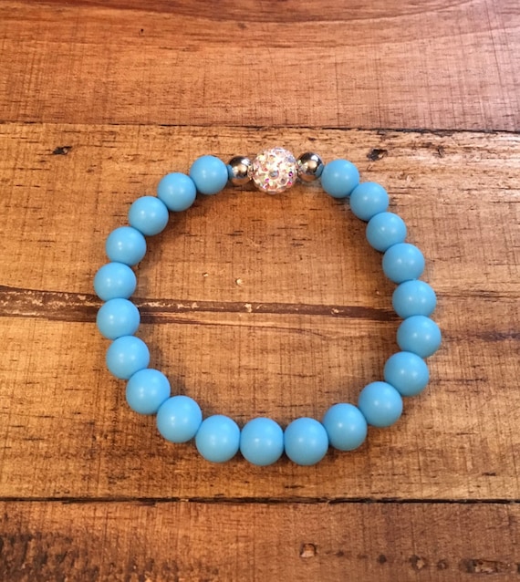 Light Blue Silicone Bead Bracelet Light Blue White Iridescent Shamballa 8mm Beads. Etsy