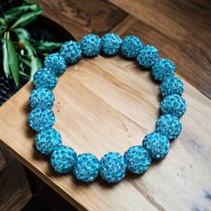 Turquoise Shamballa Beaded Bracelet 10mm beads Womens Ladies Bracelet image 1