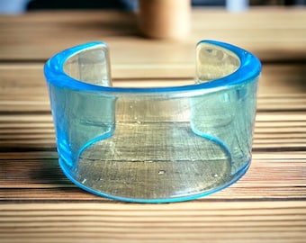 Blue Acrylic Cuff - Retro Vintage Acrylic Bracelet Vintage Jewelry - Women Bracelet