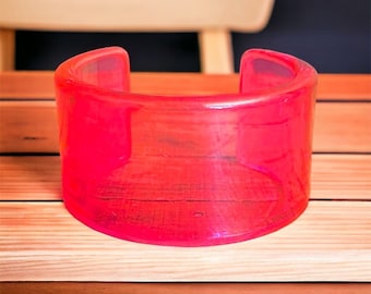 Hot Pink Acrylic Cuff - Retro Vintage Acrylic Bracelet Vintage Jewelry - Women Bracelet